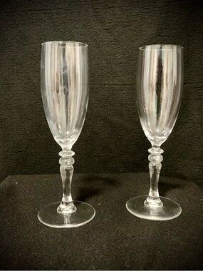 Luminarc France Champagne Flutes Set of 2 Elegant Stemware ~8”